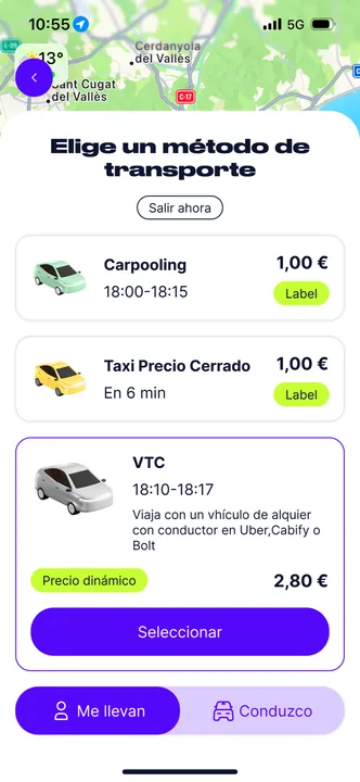 Pantalla de la app de Waiis