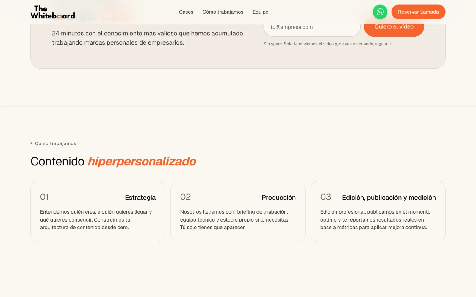 Formulario de captación de email de The Whiteboard