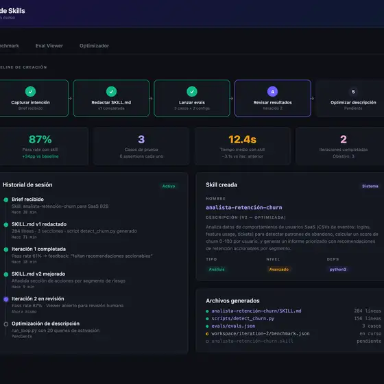 Resultado de ejemplo de Creador y Optimizador de Skills