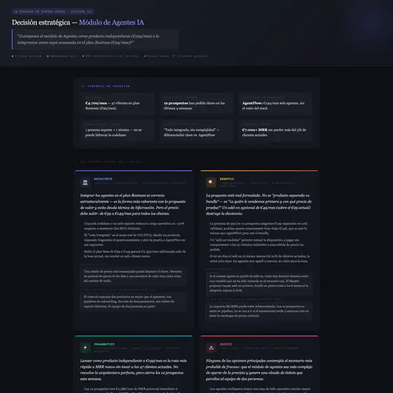 Resultado de ejemplo de Consejo de Cuatro Voces para Decisiones